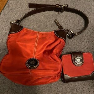 Dooney & Bourke Red and Brown Shoulder Bag Set